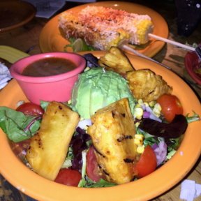 Gluten-free pineapple salad and corn from Mad Dog & Beans